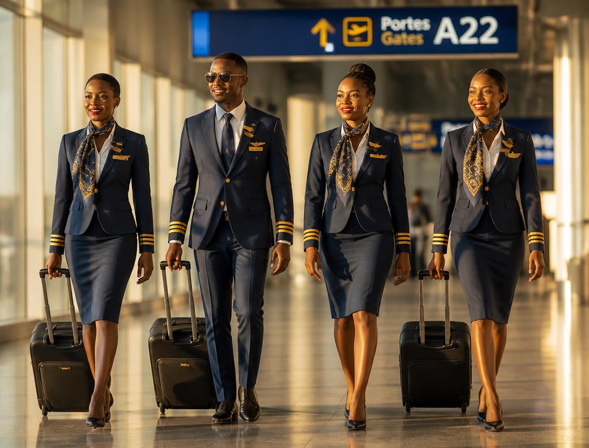 Équipage de cabine professionnel dans un terminal d'aéroport